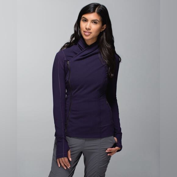 Lululemon Bhakti Yoga Zip Up Jacket in Black Grape Purple Violet size 8 - Picture 1 of 12
